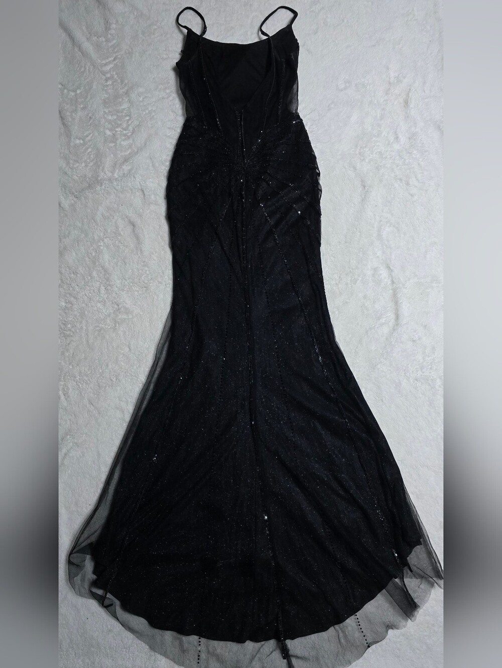 Gianni Bini GB Black Sequin Long Split Dress Size 3 Mesh Back NWT Cocktail Prom - Picture 16 of 16